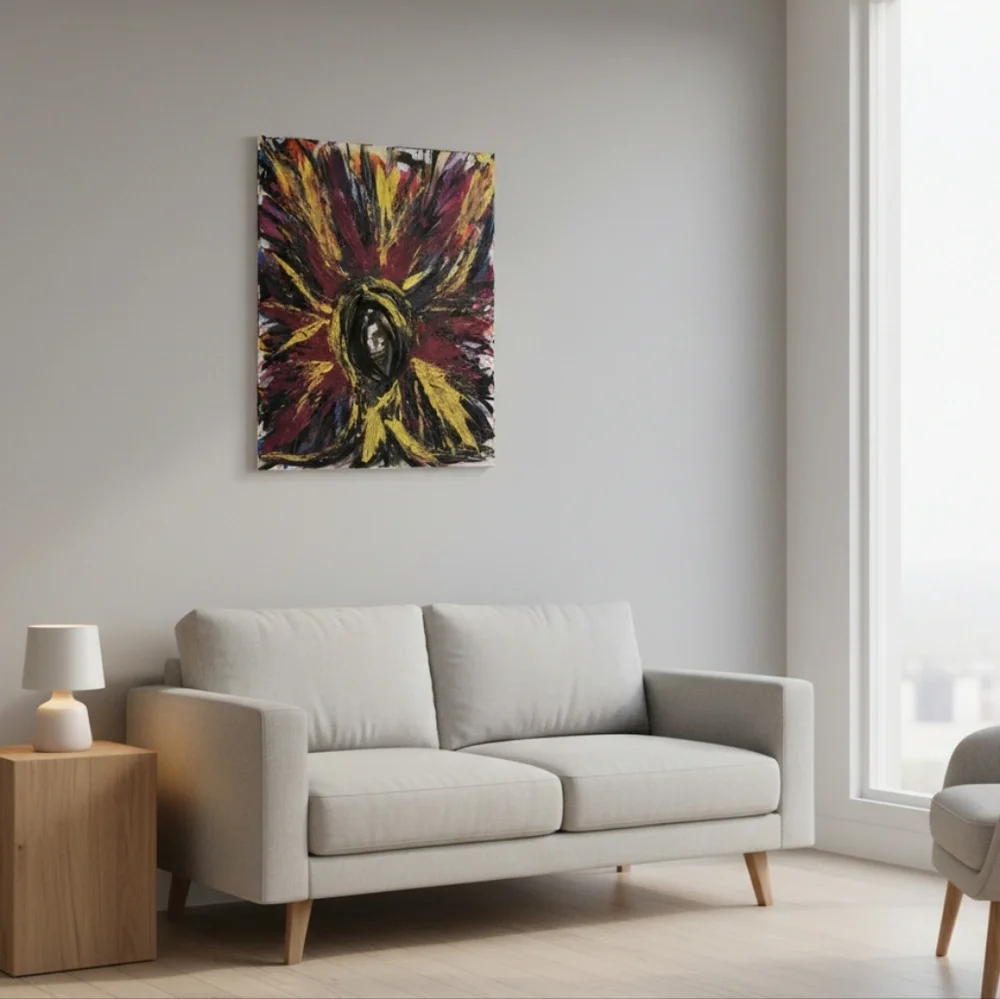 HANDCRAFTED Painting HANDPAINTED Abstract Artwork Stretch Canvas Wall Art Decor - Picture 3 of 17